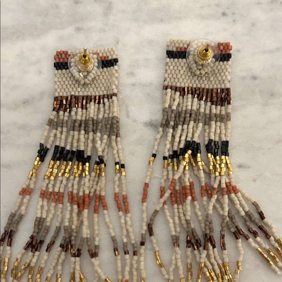 Beaded Fringe Earrings with Gold Bead Accents - Picture 7 of 7